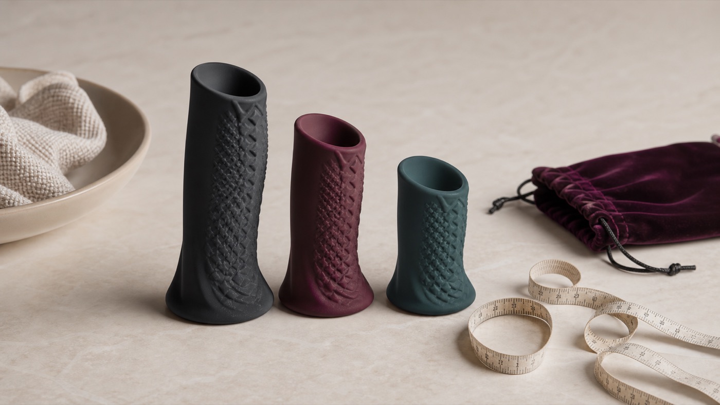 Discreet sizing and measuring still life for a knot sleeve size guide